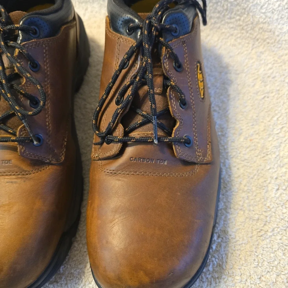 KEEN Chicago Oxford Work Utility Carbon Toe Safety Shoes Brown Leather Sz 14D